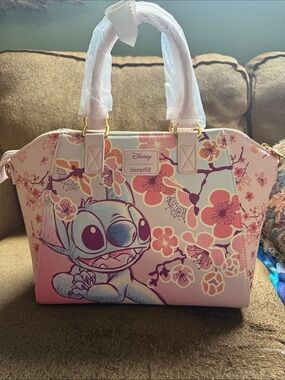 Loungefly Pink Floral Stitch Satchel